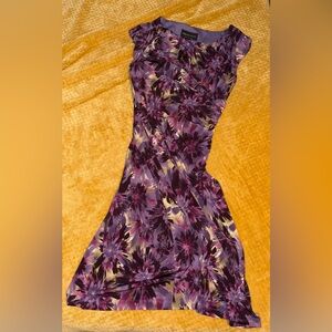 Connected Apparel Purple and Yellow Floral Dress